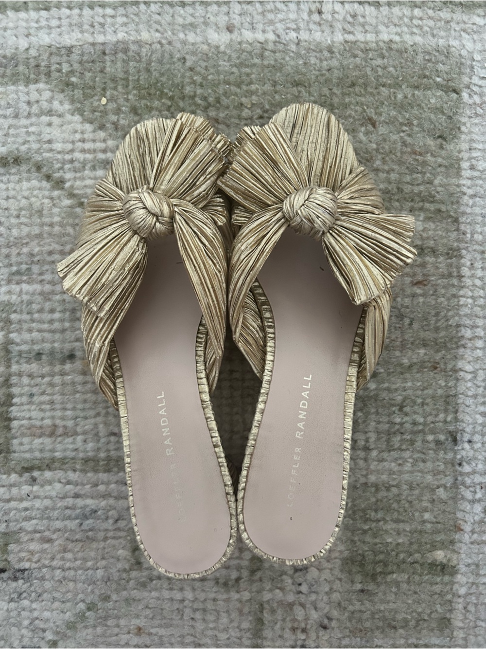 Loeffler Randall Emilia Pleated Knot Mule Gold